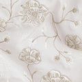 Off white synthetic georgette fabric with same tone and gold embroidery in floral design-D15820 Regal Fabrics