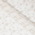 Off white synthetic georgette fabric with same tone and gold embroidery in floral design-D15820 Regal Fabrics