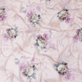قماش شيفون صناعي وردي السلمون مع نفس لون الجاكار مع طباعة متعددة الألوان بتصميم الأزهار-D15825