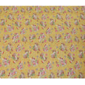 نسيج قطن فيسكوز أصفر خردل مع طباعة متعددة الألوان بتصميم زهور-D15830