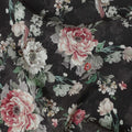 Black viscose cotton fabric with multicolor print in floral design-D15834