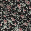 Black viscose cotton fabric with multicolor print in floral design-D15834