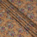 Brown viscose cotton fabric with multicolor print in floral design-D15835