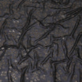 Black synthetic georgette fabric with gold and black sequins in floral design-D15840