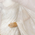 Off white Premium pure silk chiffon saree with gold and silver metallic lurex in abstract design-D16124