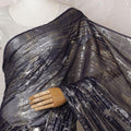 Navy blue Premium pure silk chiffon saree with gold and silver metallic lurex in abstract design-D16125