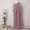 Wine Premium pure silk chiffon saree with gold metallic line in stripe design-D16128 Regal Fabrics