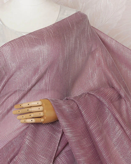 Wine Premium pure silk chiffon saree with gold metallic line in stripe design-D16128 Regal Fabrics