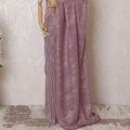 Wine Premium pure silk chiffon saree with gold metallic line in stripe design-D16128 Regal Fabrics
