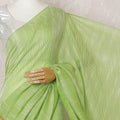 Lime green Premium pure silk chiffon saree with gold metallic line in stripe design-D16130 Regal Fabrics