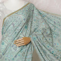 Mint blue Premium pure silk georgette kashmiri work saree having multicolor embroidery and stone work in paisley design-D16137