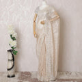 Beige Premium pure silk organza saree with multicolor sequin work in floral design-D16143
