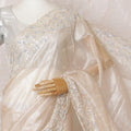 Beige Premium pure silk organza saree with multicolor sequin work in floral design-D16143