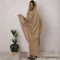 Pale brown Premium pure Swiss cotton voile thobe with gold glitter in plain design-D16214