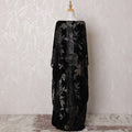 Black Premium pure silk chiffon velvet makmal dirac fabric with same tone print and gold glitter in floral design-D16246