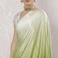 Cream to Sage green Premium pure silk satin saree having stone work in Ombre design-D16359