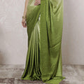 Cream to Sage green Premium pure silk satin saree having stone work in Ombre design-D16359