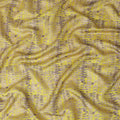 Lime green Premium pure tussar silk fabric with pale brown and black print having gold print in batik design-D16525