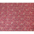 Crimson red Premium pure Tussar silk fabric with maroon, pale brown and gold foil print in batik design-D16528