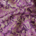 Purple Premium pure Tussar silk fabric with same tone, pale brown and gold foil print in batik design-D16530