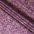 Purple Premium pure Tussar silk fabric with same tone, pale brown and gold foil print in batik design-D16530