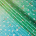 أزرق سماوي إلى أخضر غاري قماش حرير توسار خالص فاخر مع طباعة رقائق ذهبية وذهبية بتصميم هندسي-D16531