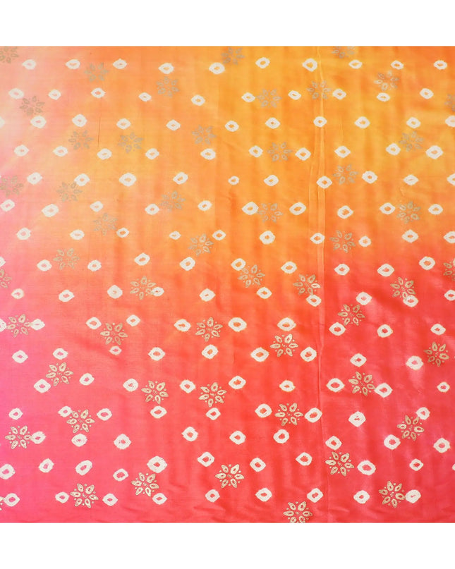 Multicolor Premium pure Tussar silk fabric with beige, gold foil print in geometric design-D16534 Regal Fabrics