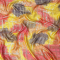 Multicolor Premium pure French (Fransawi) silk chiffon fabric with gold metallic lurex in geometric design-D16538