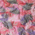 Multicolor Premium pure French (Fransawi) silk chiffon fabric with gold metallic lurex in Leaf design-D16542