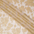 Light peach Premium pure French (Fransawi) silk chiffon fabric with beige viscose and gold metallic lurex in floral design-D16547