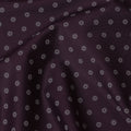 Dark plum blended cotton shirting fabric with white print in floral design-D16614