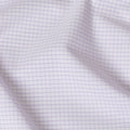 White Premium pure Italian 100% cotton shirting fabric with light purple print in checks design-D16616