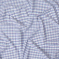 White blended cotton shirting fabric with blue print in checks design-D16629