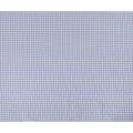 White blended cotton shirting fabric with blue print in checks design-D16629