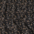 Black synthetic crepe fabric with multicolor print in floral design-D16728