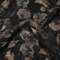 Black synthetic crepe fabric with multicolor print in floral design-D16728