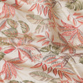 Cream Synthetic blended  cotton fabric with multicolor print having gold foil in floral design-D16730