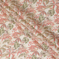 Cream Synthetic blended  cotton fabric with multicolor print having gold foil in floral design-D16730