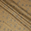 نسيج قطن صناعي مخلوط باللون الأخضر الزيتوني بنفس اللون وطباعة رقائق ذهبية بتصميم زهور -D16733