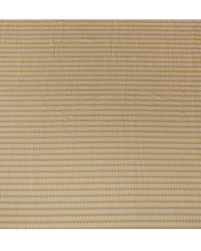 Olive green Synthetic blended cotton fabric with beige and black print in geometric design-D16735