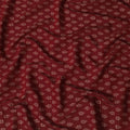Maroon Synthetic blended cotton fabric with brick red and gold foil print in floral design-D16738