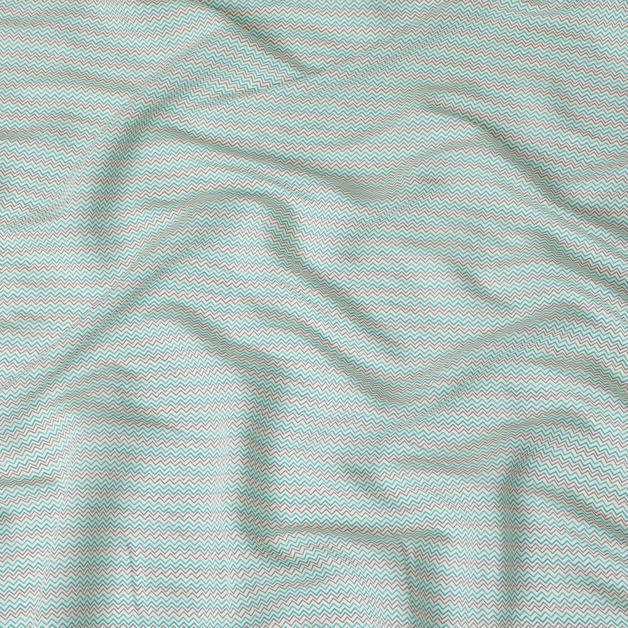 نسيج قطن صناعي مخلوط باللون الكريمي مع طباعة متعددة الألوان بتصميم تجريدي-D16730