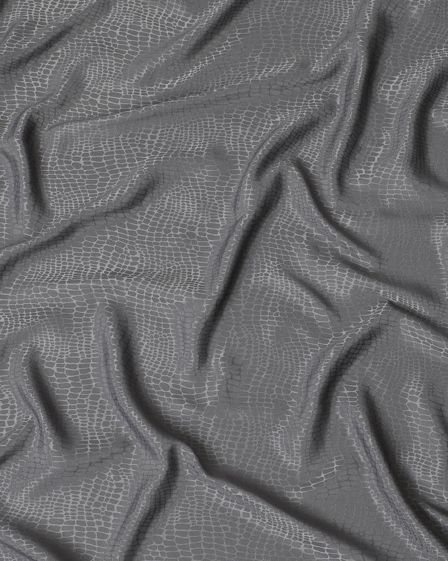 Grey synthetic crepe with same tone jacquard fabric in abstract design-D16836