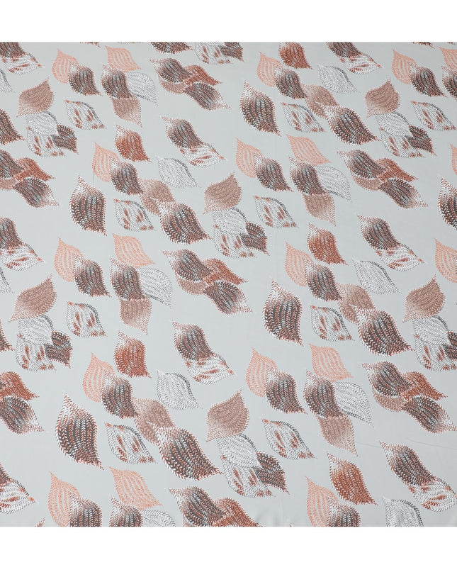 قماش ساتان صناعي أخضر لوريل مع طباعة متعددة الألوان بتصميم أوراق الشجر-D16838