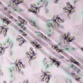 Baby pink synthetic satin fabric with multicolor print in abstract design-D16844