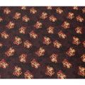 Dark maroon synthetic satin fabric with multicolor print in floral design-D16845