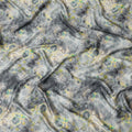 Multicolor printed synthetic satin fabric in abstract design-D16847