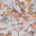 Cloud grey synthetic georgette fabric with multicolor print in floral design-D16856