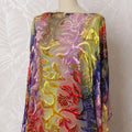 Multicolor Premium silk chiffon velvet makmal dirac fabric with gold metallic lurex in floral design-D16944