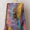 Multicolor Premium silk chiffon velvet makmal dirac fabric with gold metallic lurex in floral design-D16946